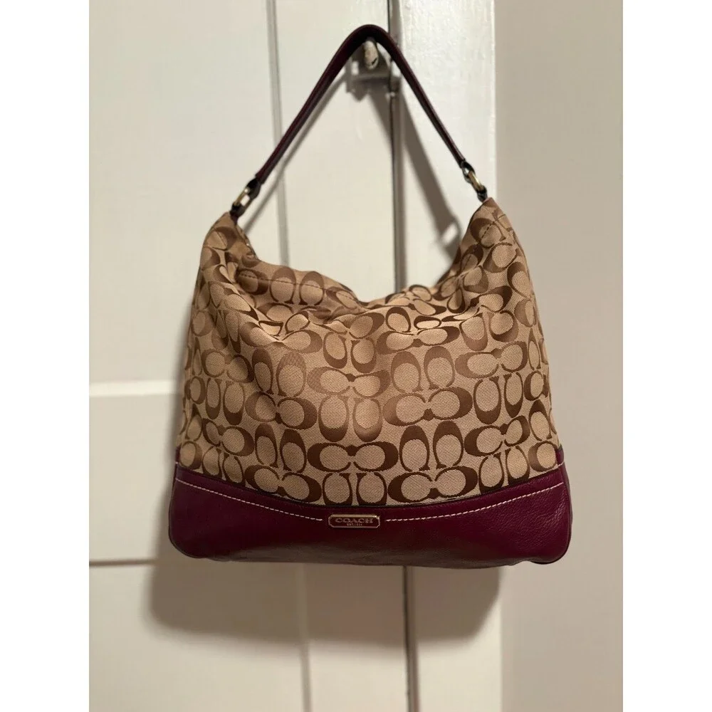 Coach F23279 Park Signature Hobo Burgundy Tote Crossbody Bag